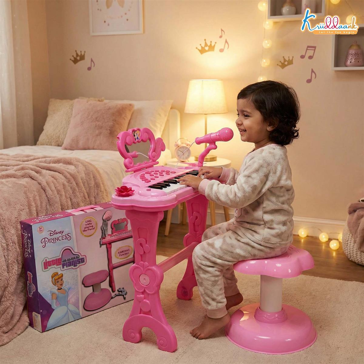 Kriiddaank Disney Princess Little Pianist Keyboard Toy with Microphone & Stool