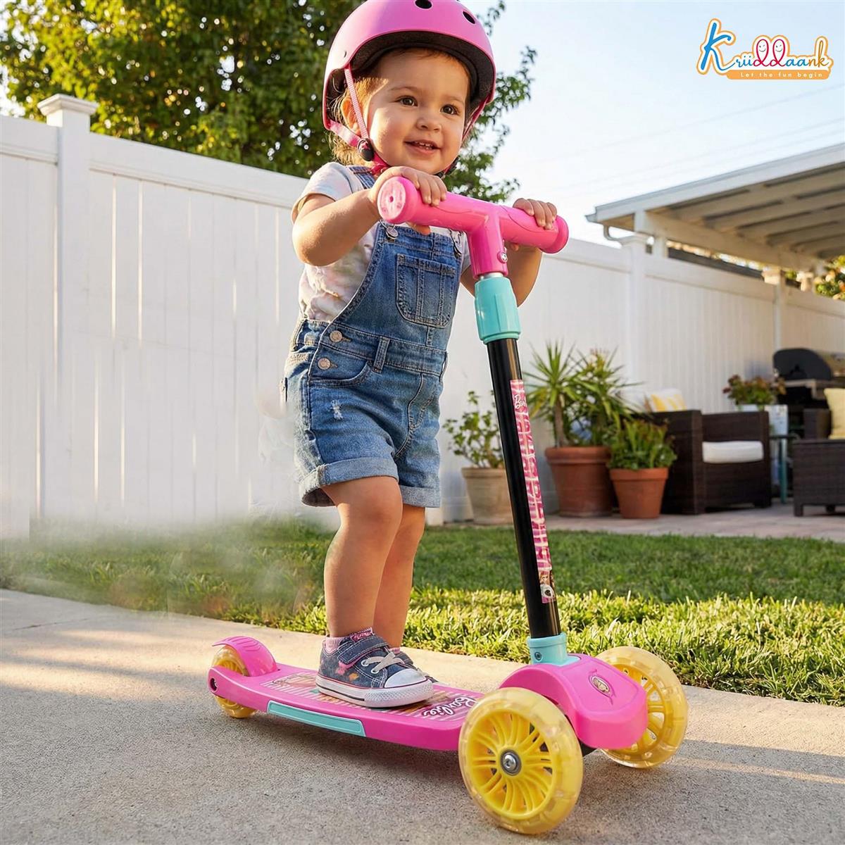 Kriiddaank Barbie Adventure 3-Wheel Kick Scooter for Kids (Ages 3-12), 5-Level