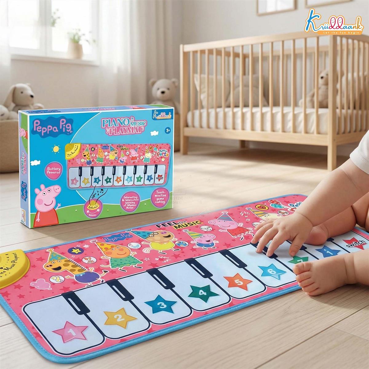 Kriiddaank Peppa Pig Piano Music Play Mat for Kids - 8 Keys & 3 Function Modes