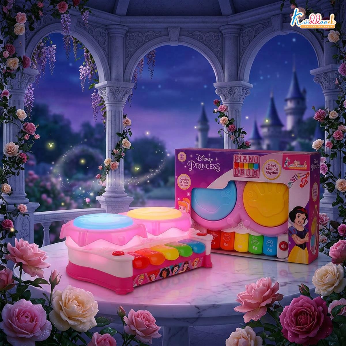 Kriiddaank Disney Princess Piano Drum Playset - Interactive Electronic Musical Toy