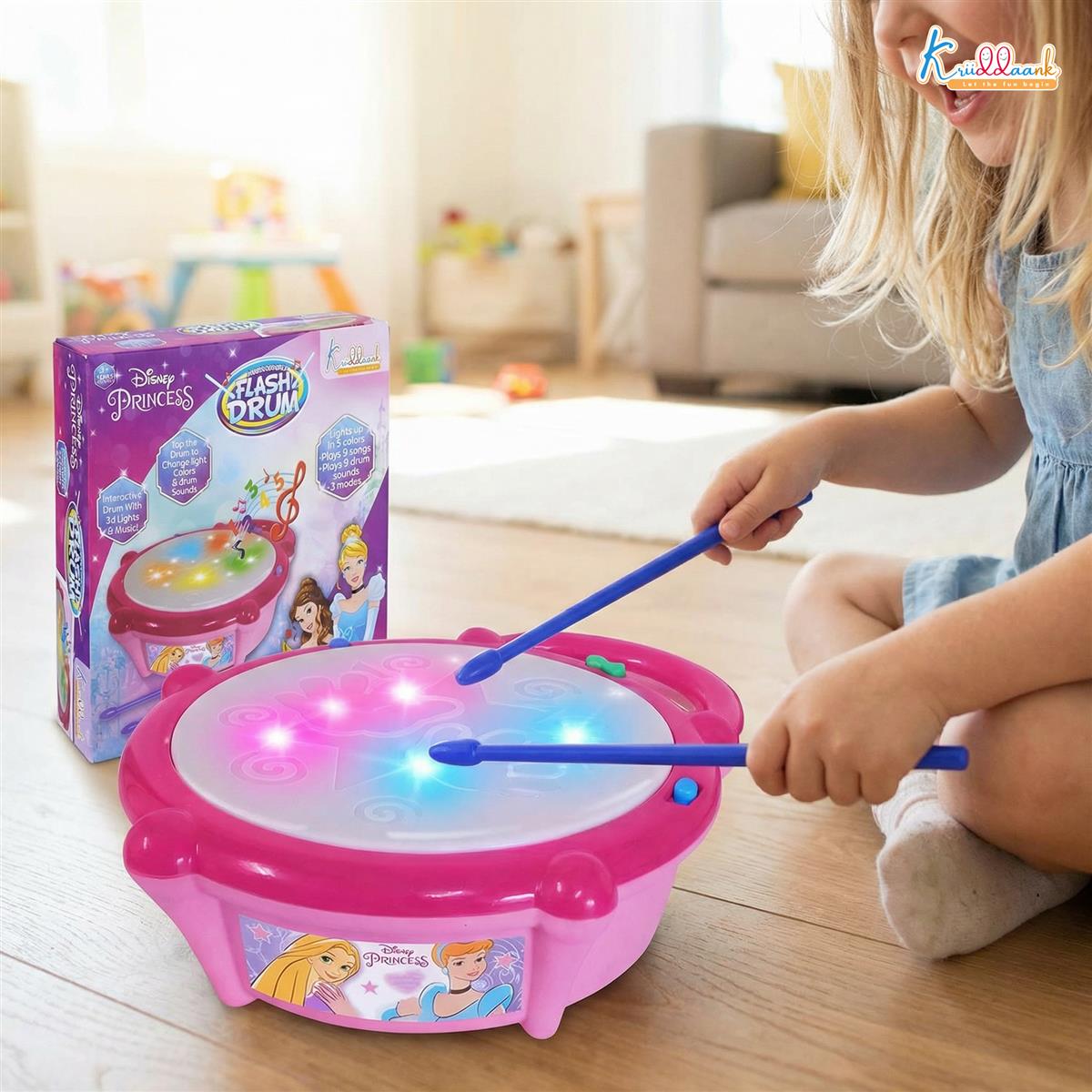 Kriiddaank Disney Princess Flash Drum Toy for Girls