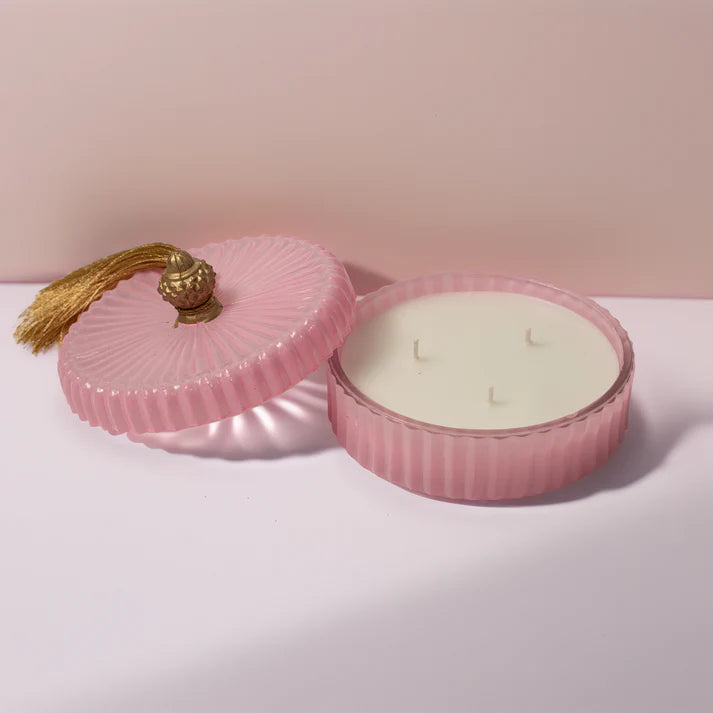 Lerrica  Fluted Aura Tassel Bowl Candle - Light Pink 200GM