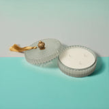 Lerrica  Fluted Aura Tassel Bowl Candle - Sky Blue 200GM