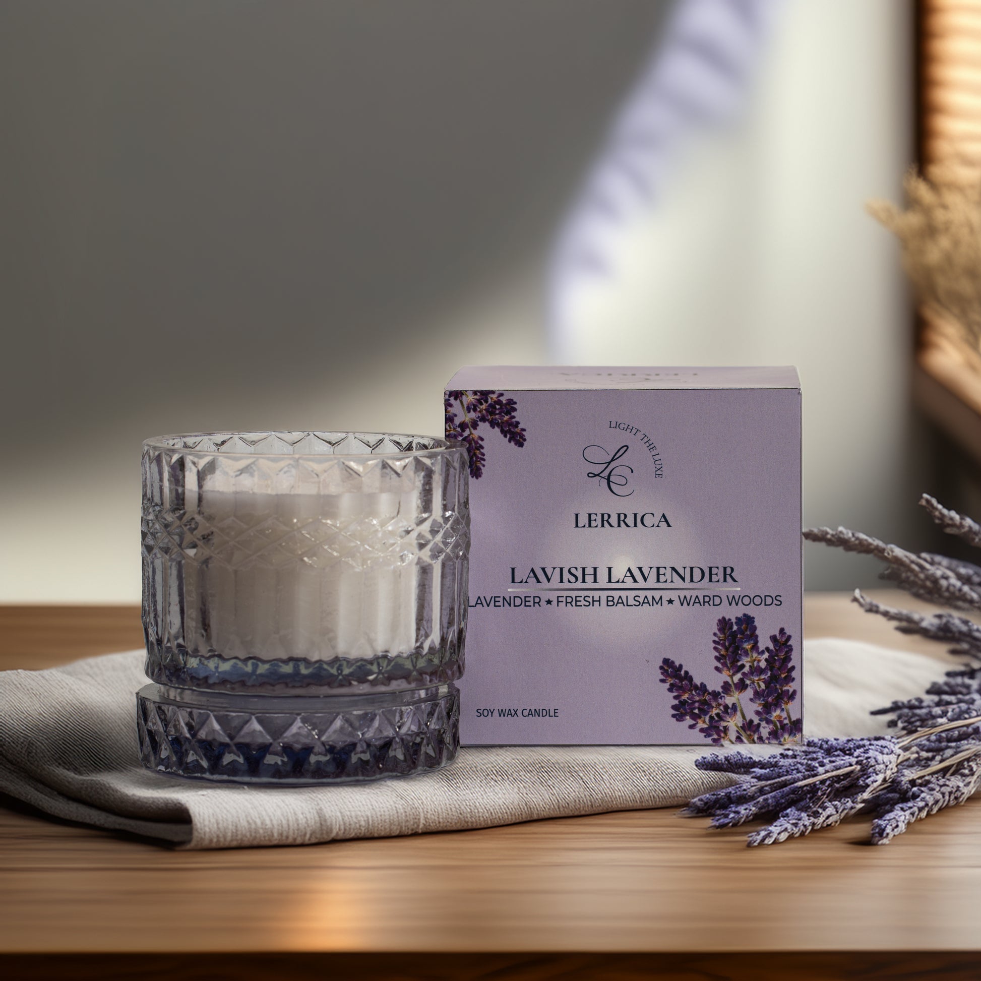 Lerrica Faceted Crystal Jar Candle Elegance - 180 GM