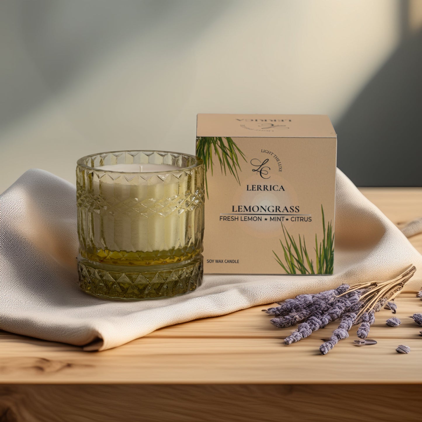 Lerrica Faceted Crystal Jar Candle Elegance - 180 GM