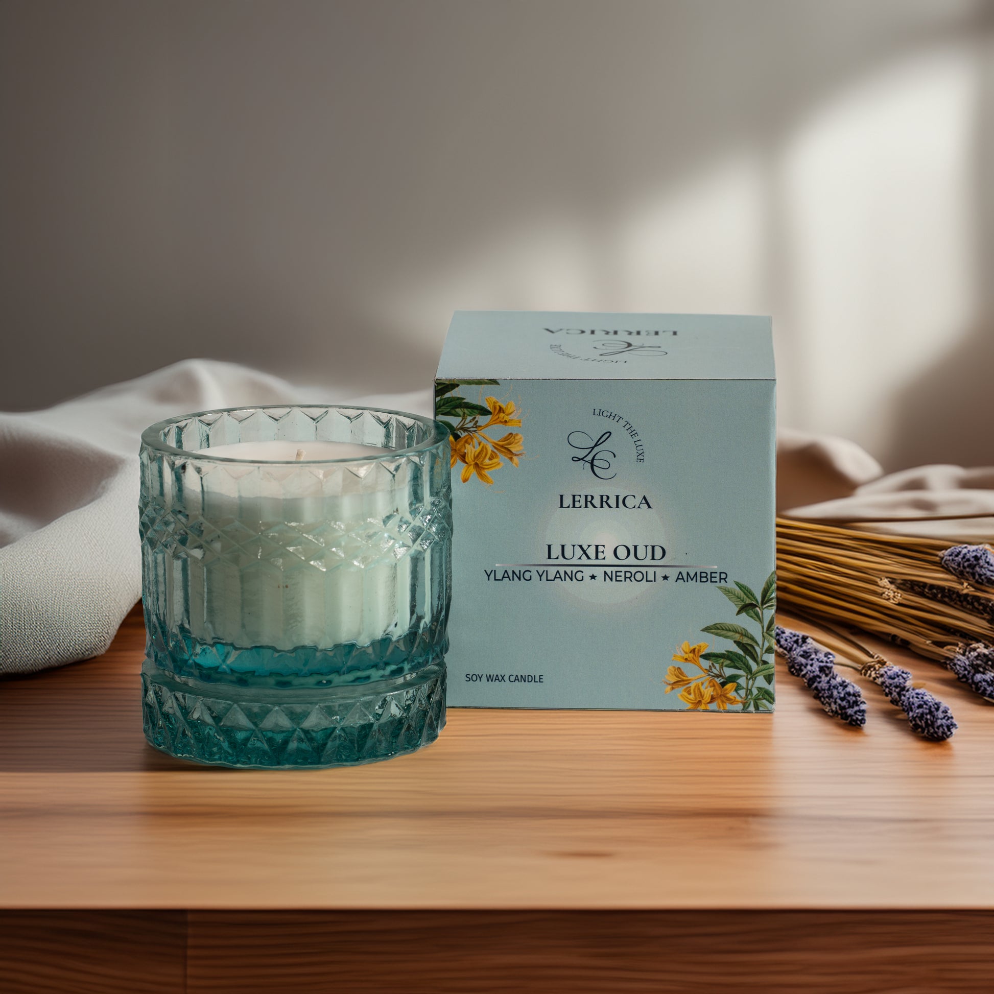 Lerrica Faceted Crystal Jar Candle Elegance - 180 GM