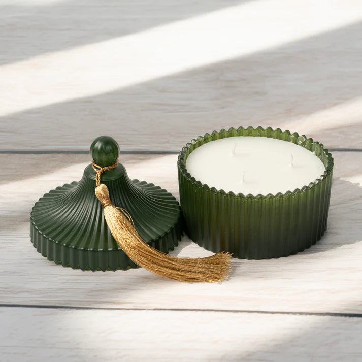 Lerrica Crest Jar Candle with Tassel on top Lid