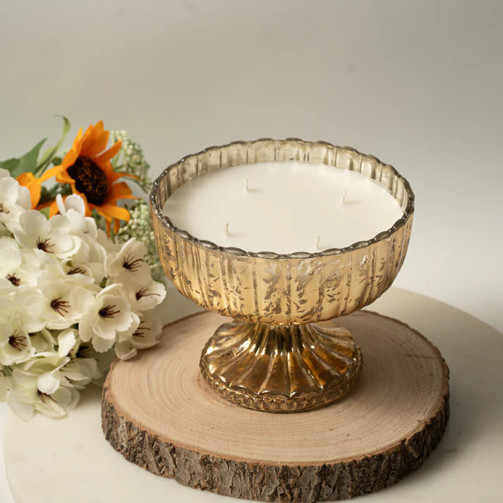 Lerrica  Elegant Ornate Floral Scent Bowl - Antique Gold 600GM