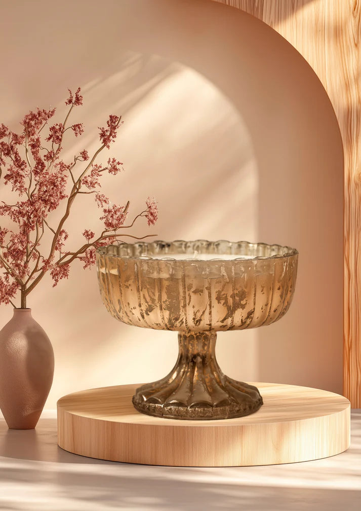 Lerrica  Elegant Ornate Floral Scent Bowl - Antique Gold 600GM