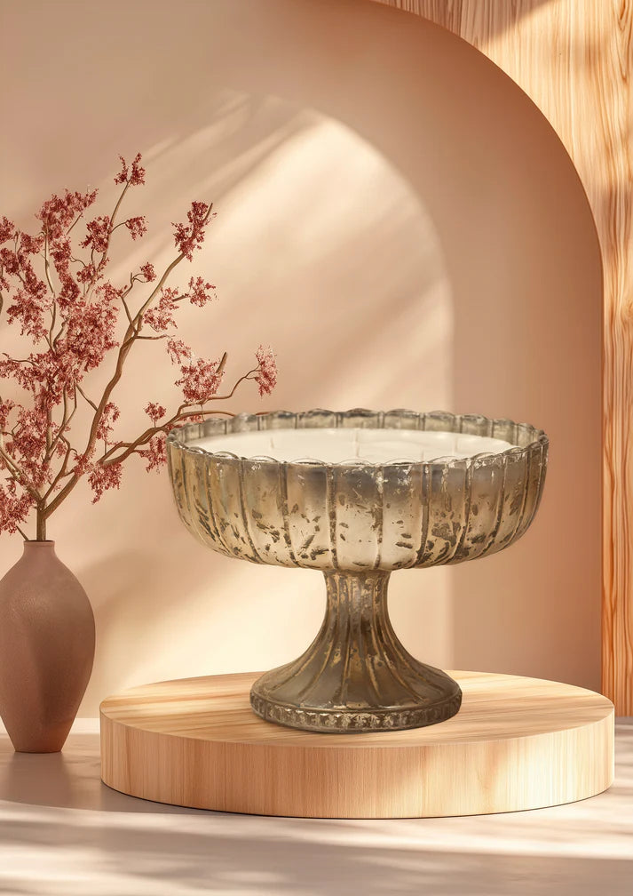 Lerrica  Elegant Ornate Floral Scent Bowl - Antique Silver 600GM