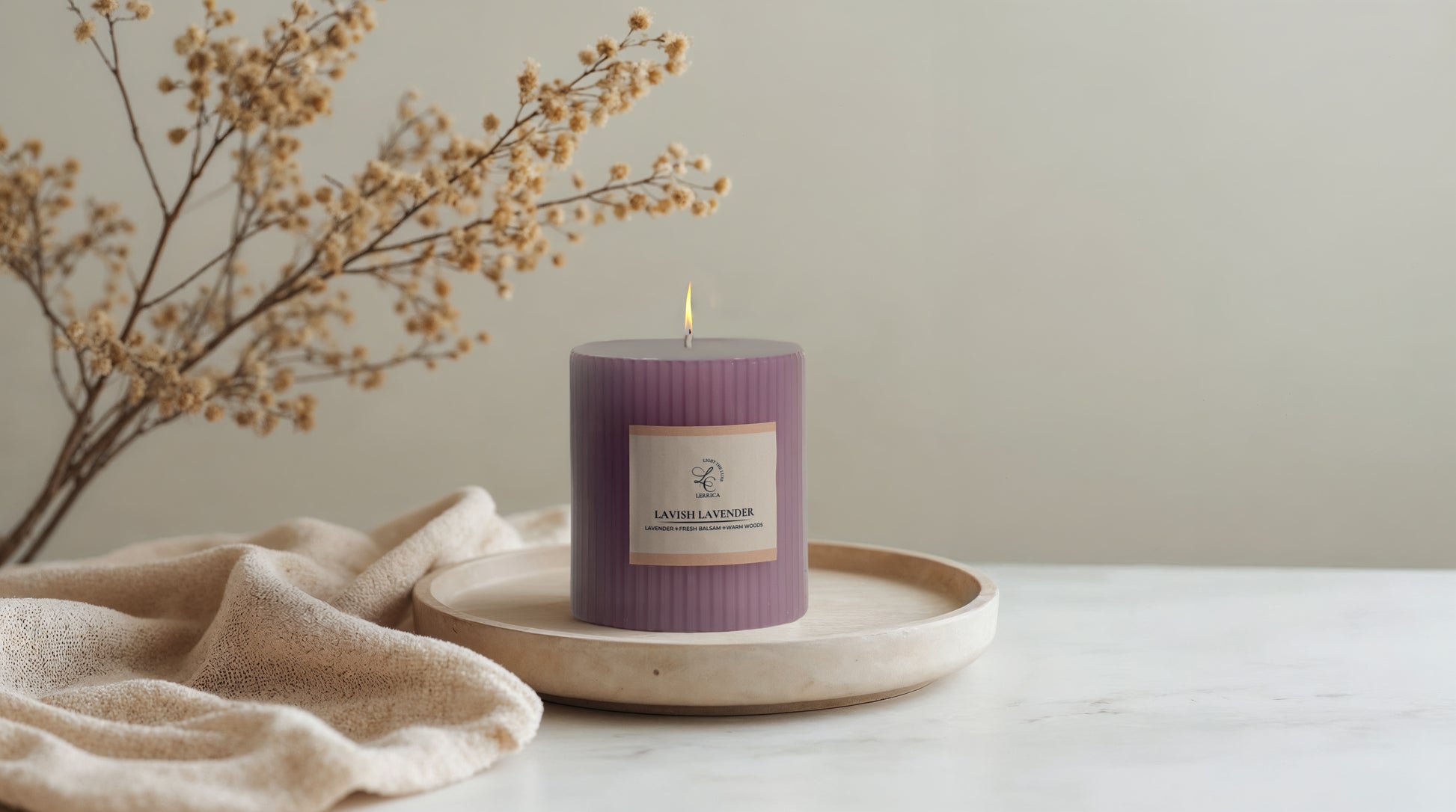 Lerrica Sculpted Fragrance Pillar Candle - 250GM