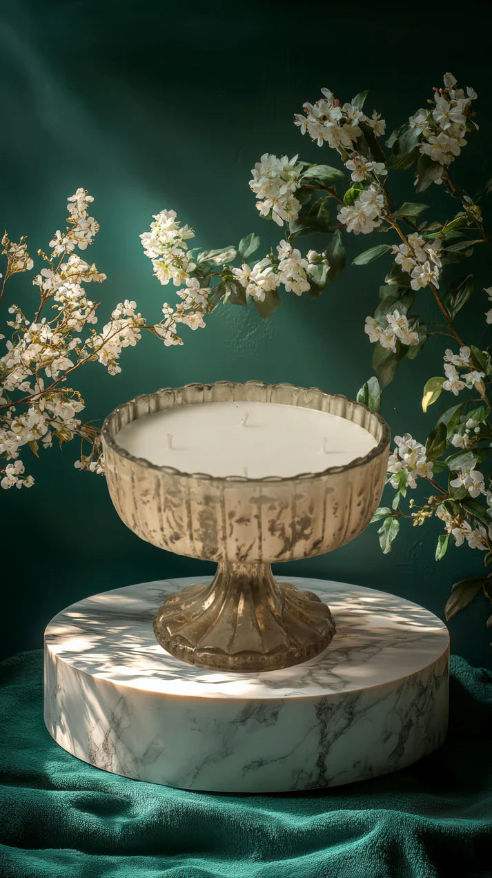 Lerrica  Elegant Ornate Floral Scent Bowl - Antique Silver 600GM