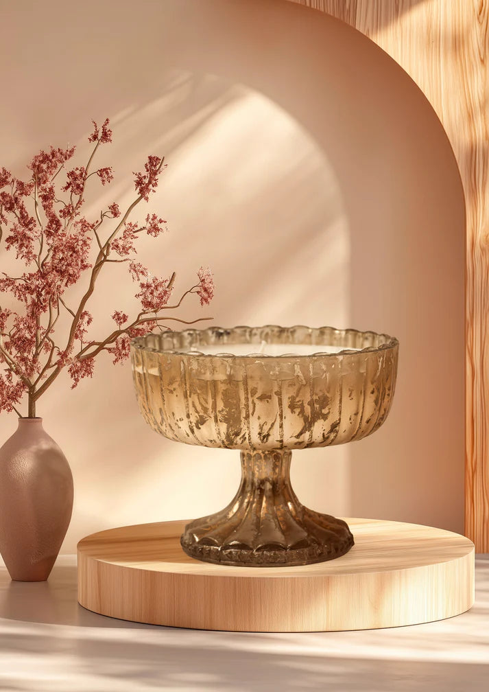 Lerrica  Elegant Ornate Floral Scent Bowl - Antique Gold 600GM