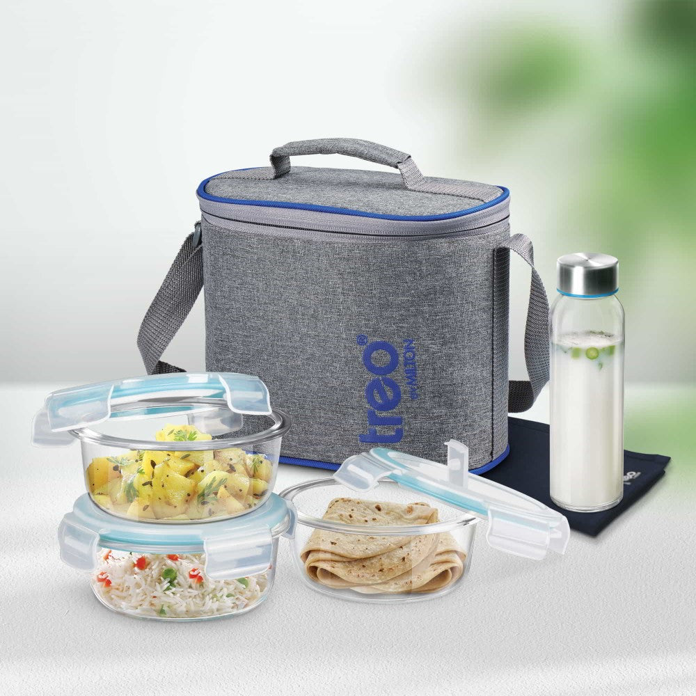 Milton All Fresh Premier Glass Tiffin Box Grey