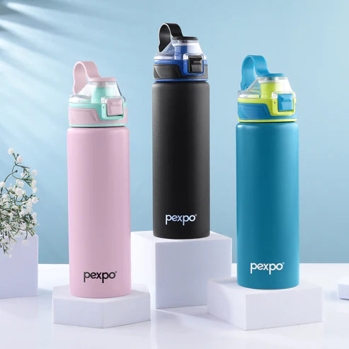 Pexpo Arctic SS Water Bottle with Double Lock Cap 800 ML