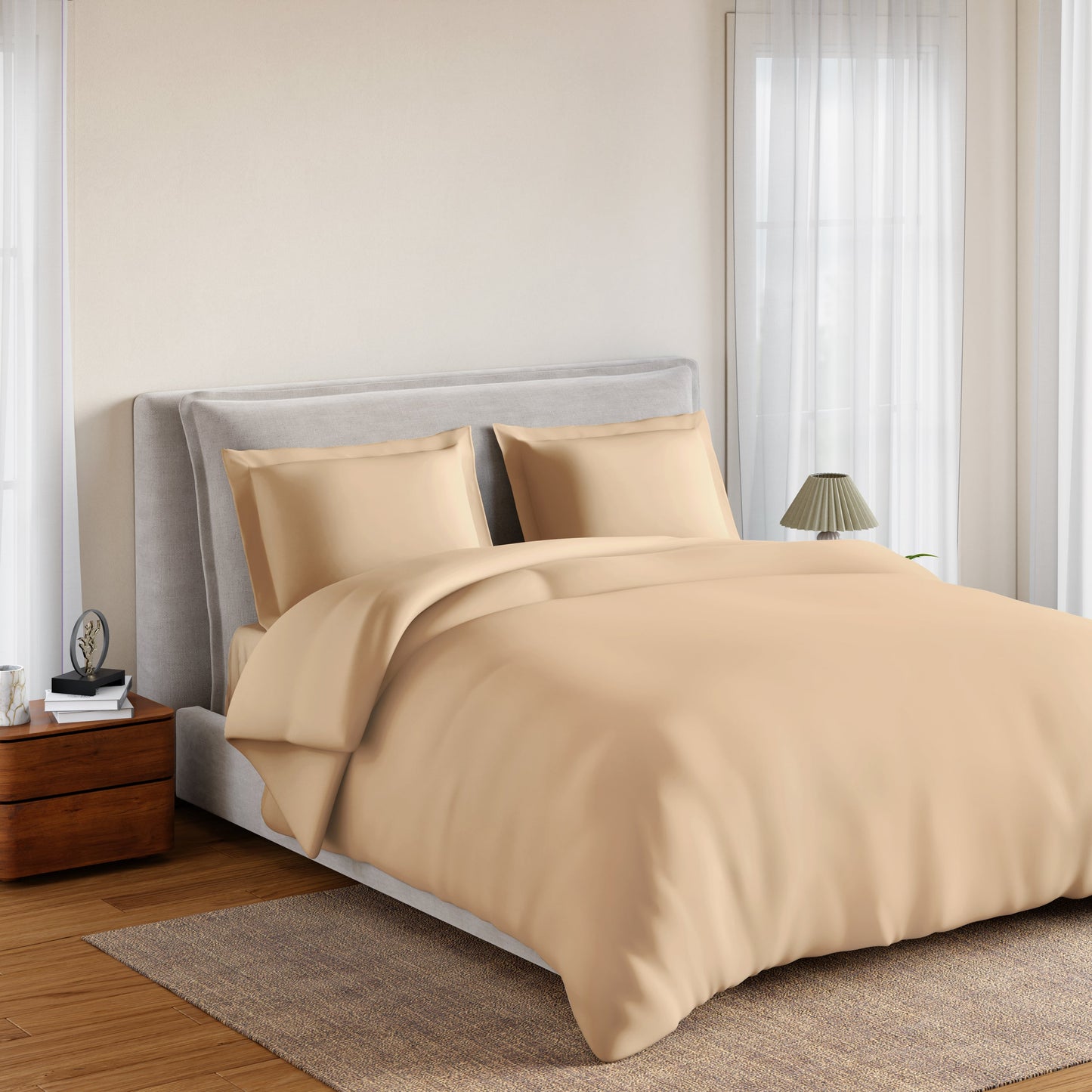 Spaces Essentials 100% Cotton Double Quilt, 170 TC, Solid, Buff
