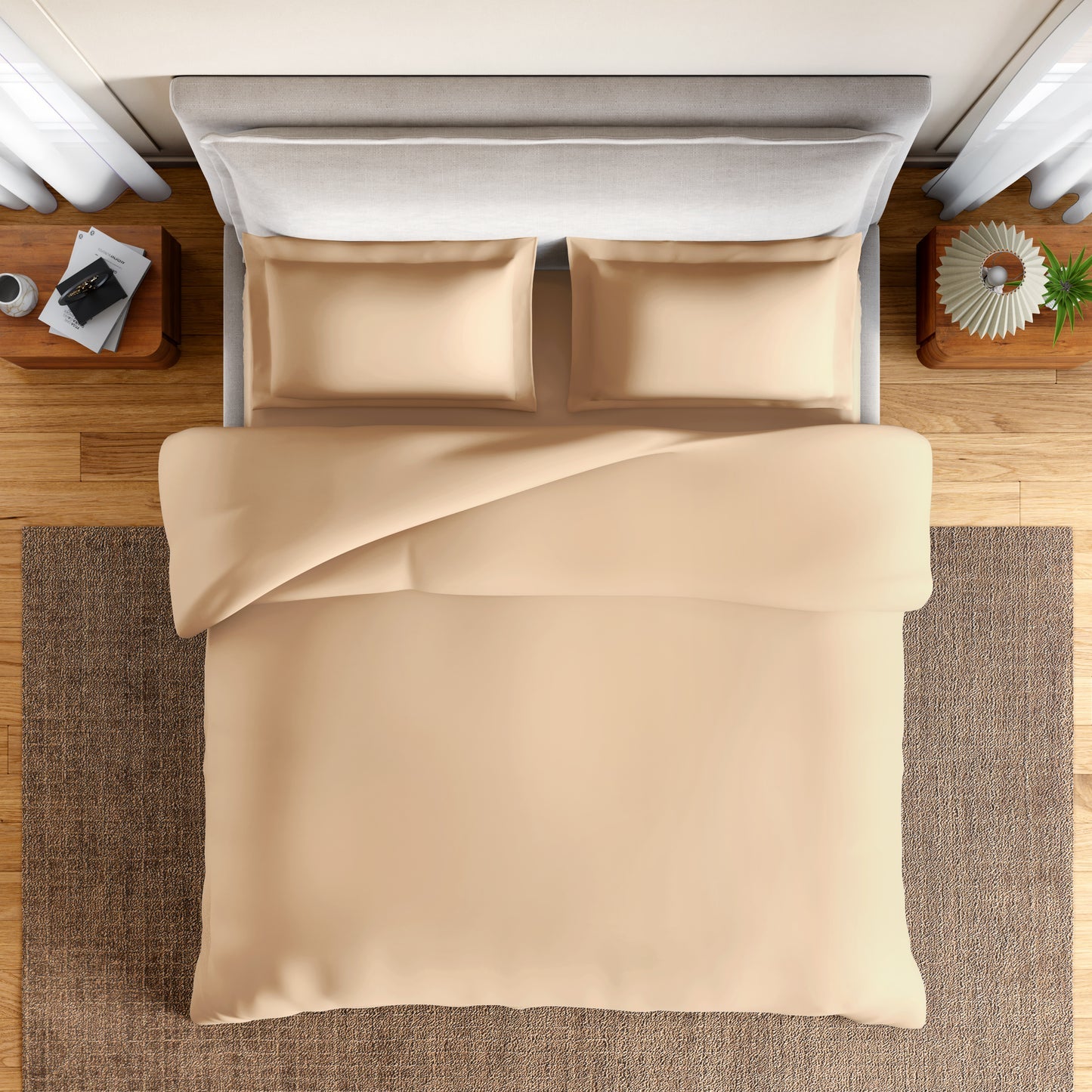 Spaces Essentials 100% Cotton Double Quilt, 170 TC, Solid, Buff