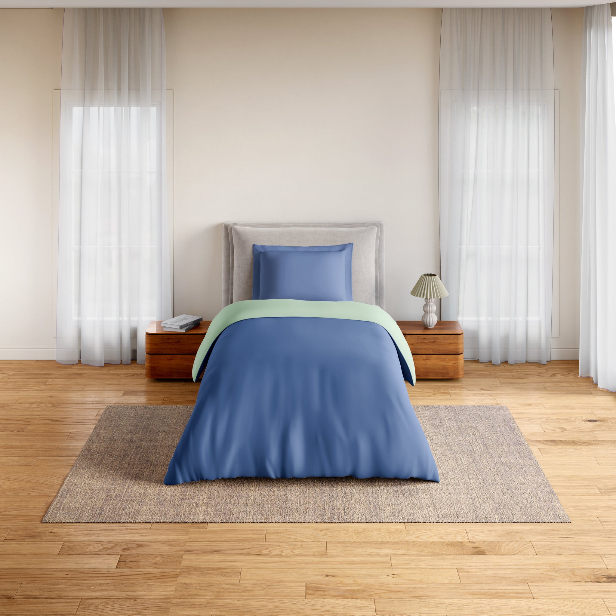 Spaces Essentials 100% Cotton Single Quilt, 170 TC, Solid, True Blue