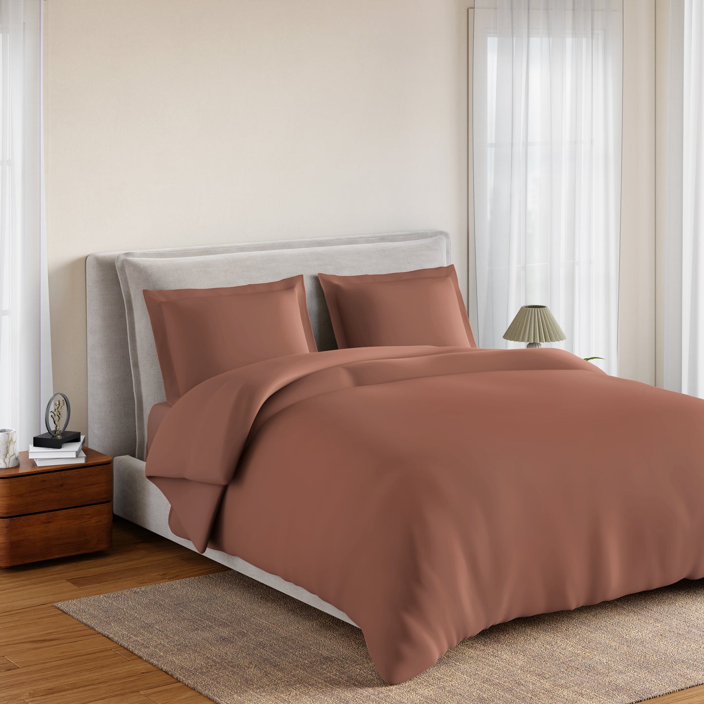 Spaces Essentials 100% Cotton Double Quilt, 170 TC, Solid, Mocha Mousse