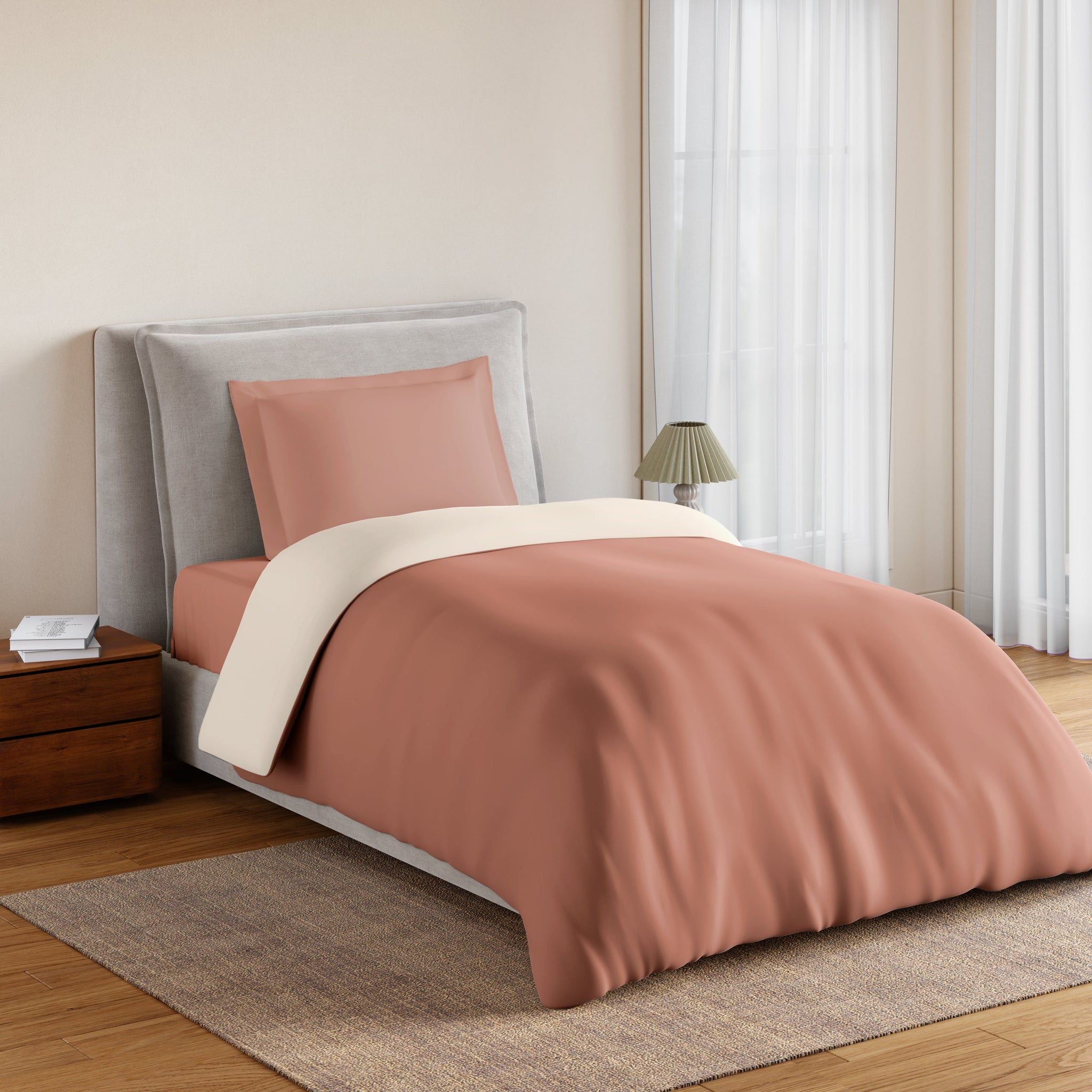 Spaces Essentials 100% Cotton Single Quilt, 170 TC, Solid, Mocha Mousse