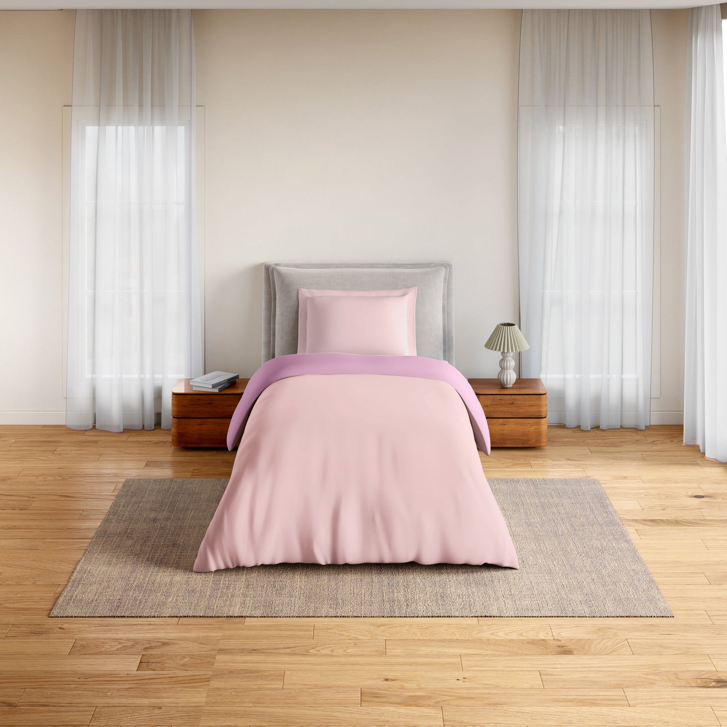 Spaces Essentials 100% Cotton Single Quilt, 170 TC, Solid, Pink Dogwood