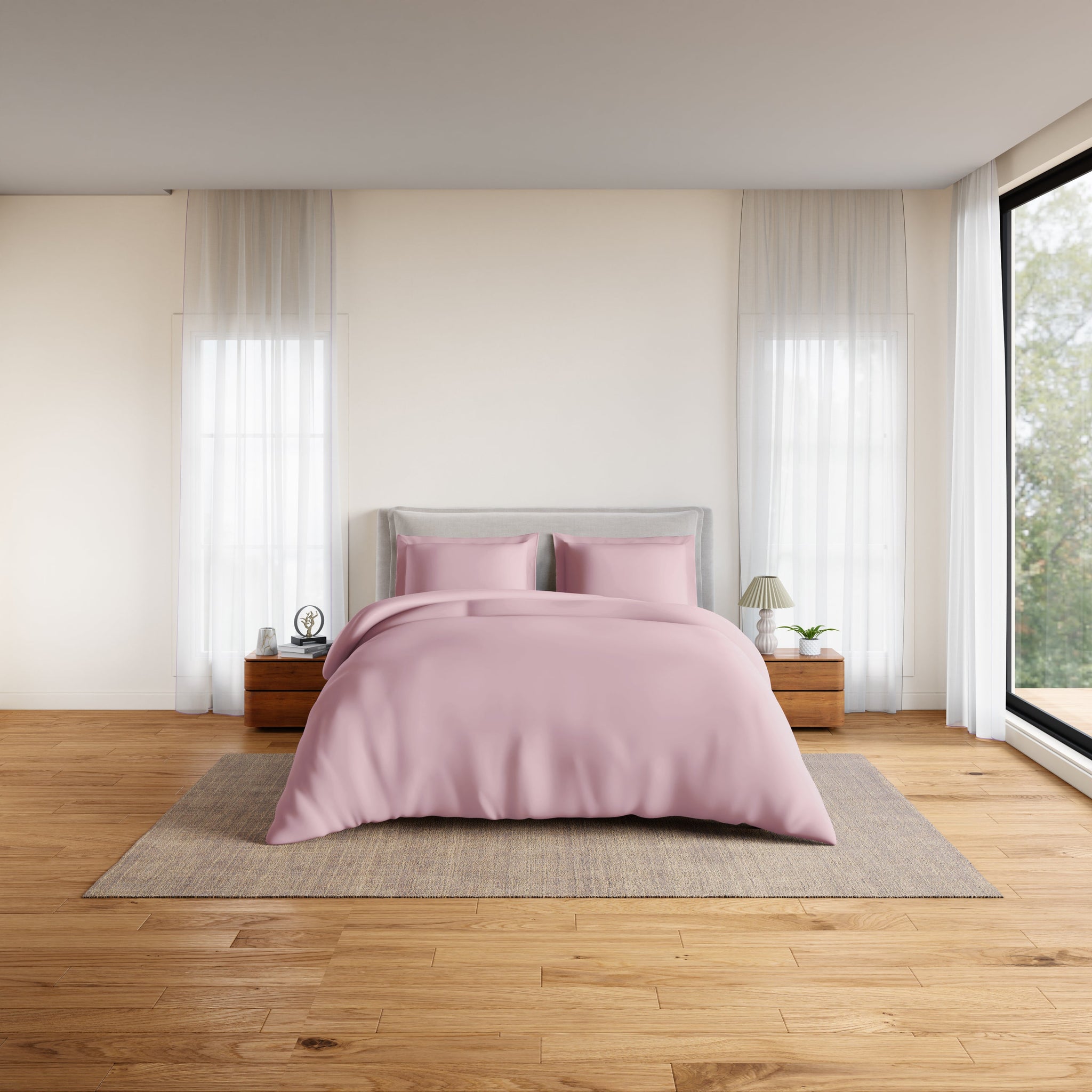 Spaces Essentials 100% Cotton Double Quilt, 170 TC, Solid, Pink Dogwood