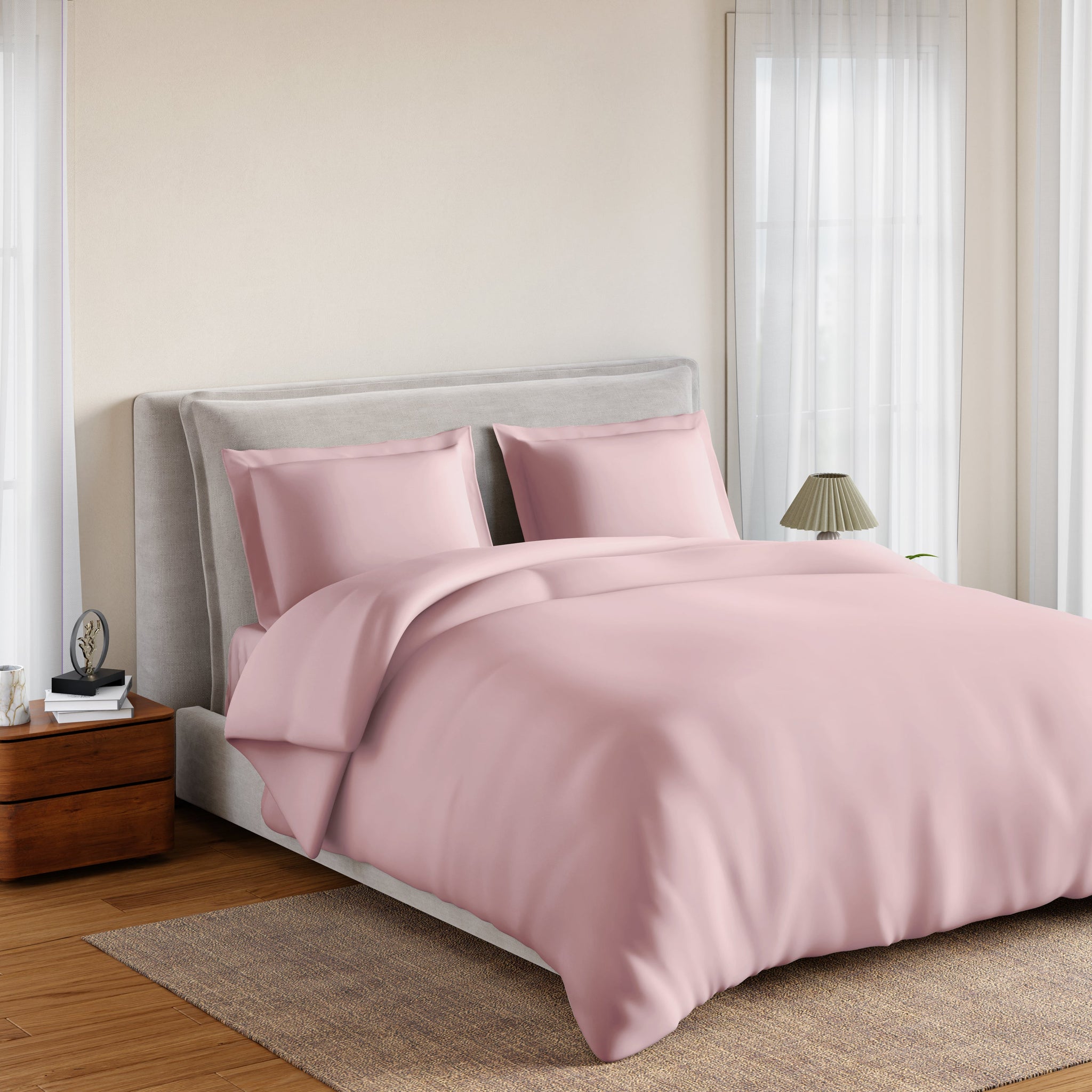 Spaces Essentials 100% Cotton Double Quilt, 170 TC, Solid, Pink Dogwood