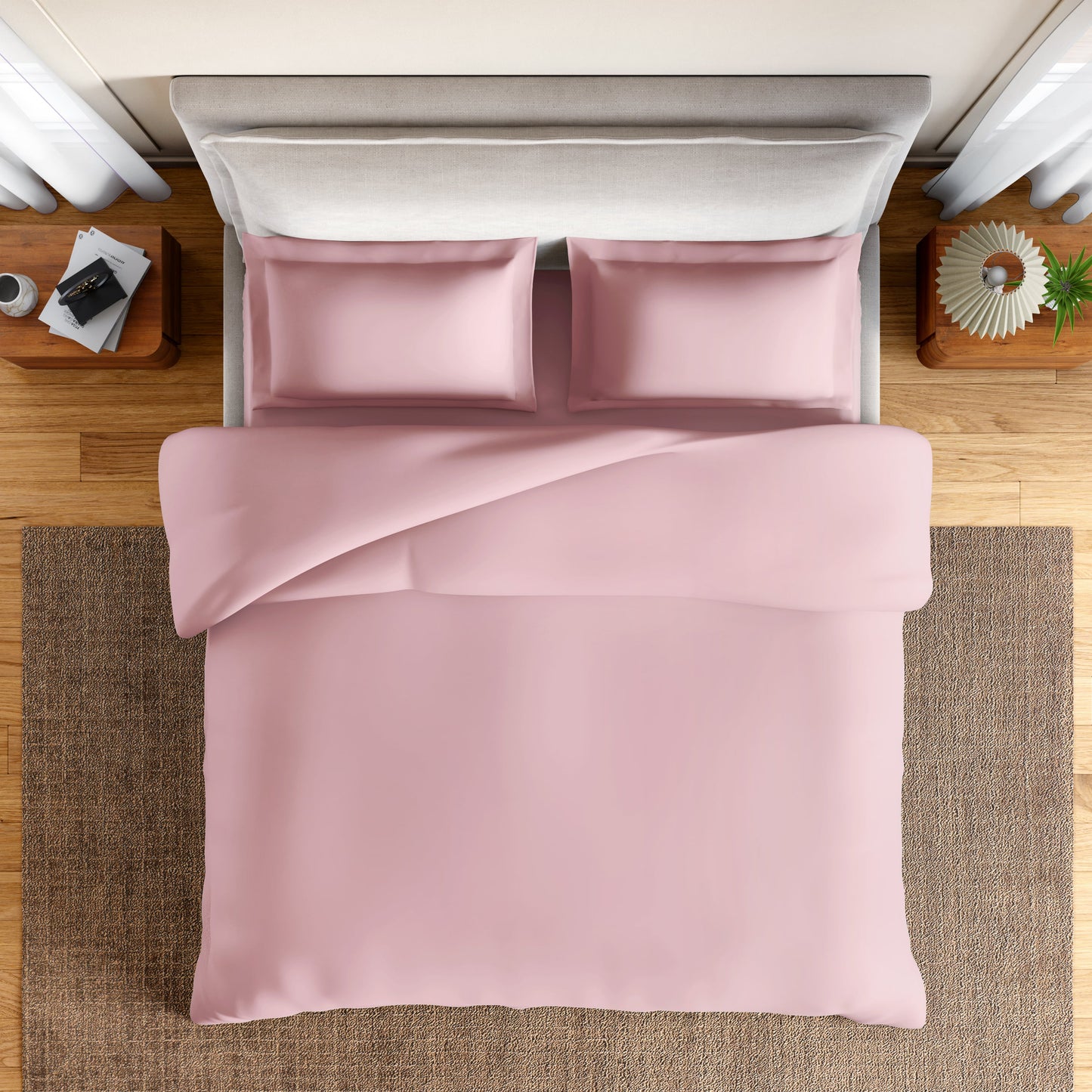 Spaces Essentials 100% Cotton Double Quilt, 170 TC, Solid, Pink Dogwood