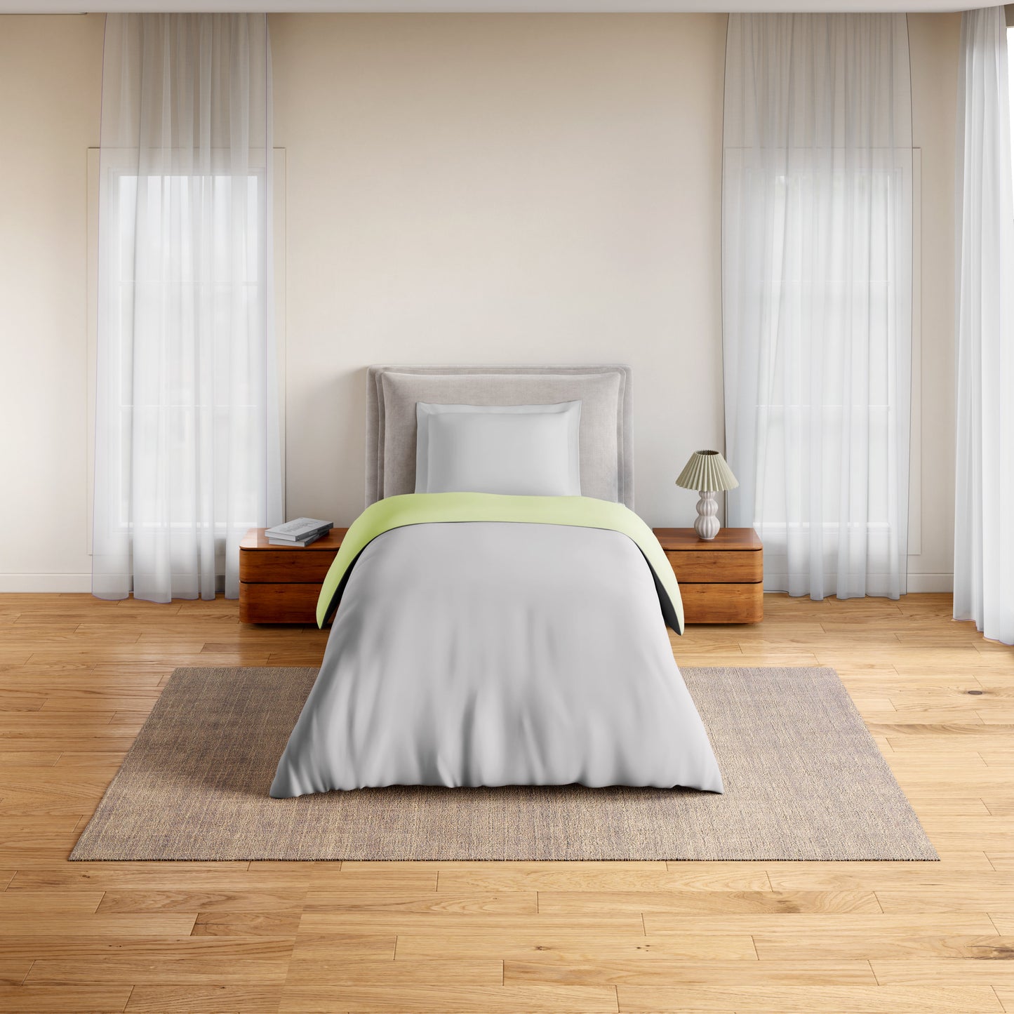 Spaces Essentials 100% Cotton Single Quilt, 170 TC, Solid, Silver Cloud/Tea