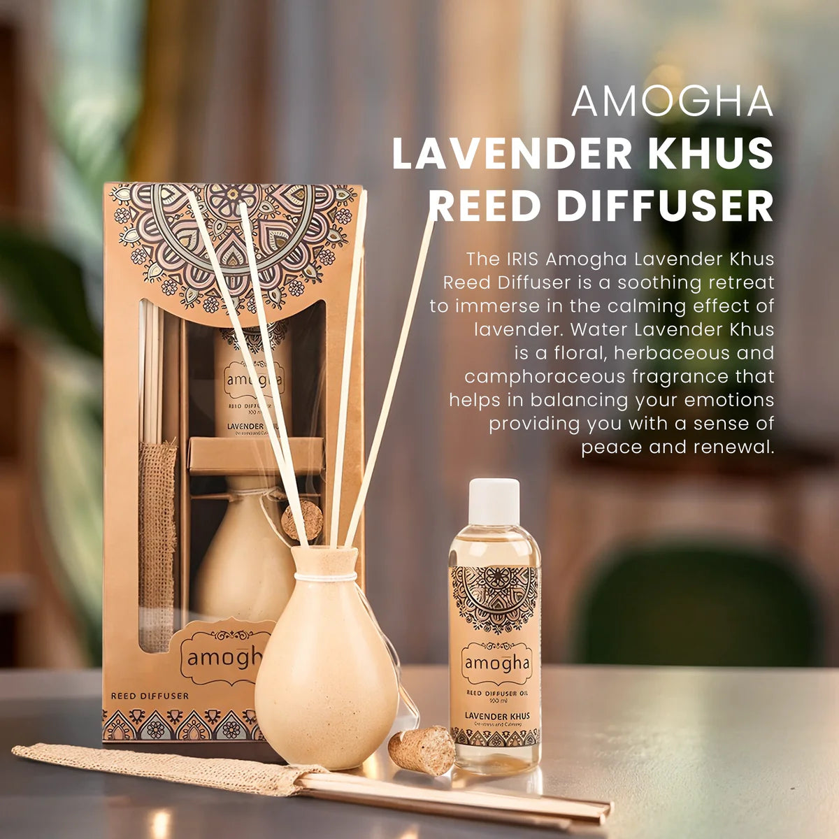 IRIS Amogha Lavender Khus Reed Diffuser 100ml