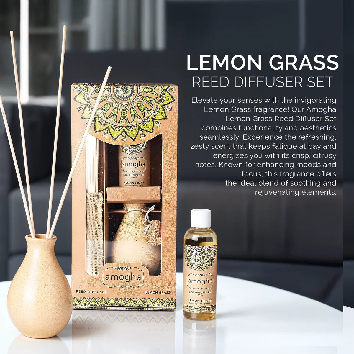 IRIS Amogha Lemon Grass Reed Diffuser Set 100ml