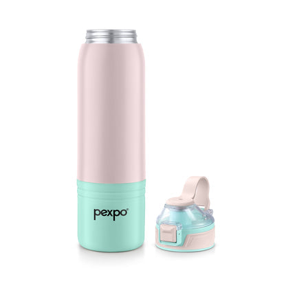 Pexpo Amora Warm & Cold Water Bottle -  Pink-Green - 700 ML