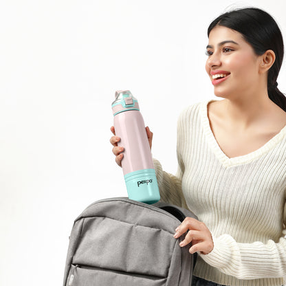 Pexpo Amora Warm & Cold Water Bottle -  Pink-Green - 700 ML
