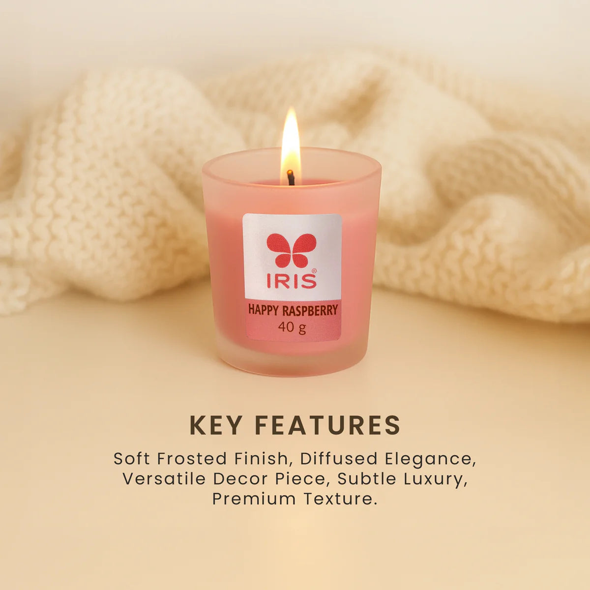 IRIS Happy Raspberry Frosted Shot Glass Scented Candle 40gm