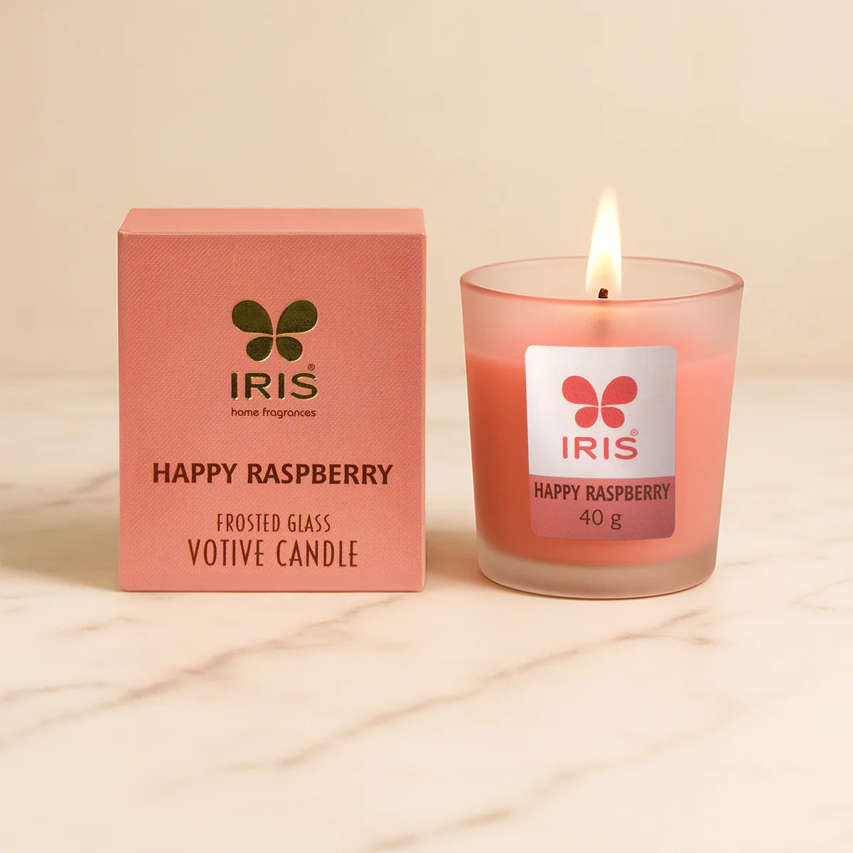 IRIS Happy Raspberry Frosted Shot Glass Scented Candle 40gm