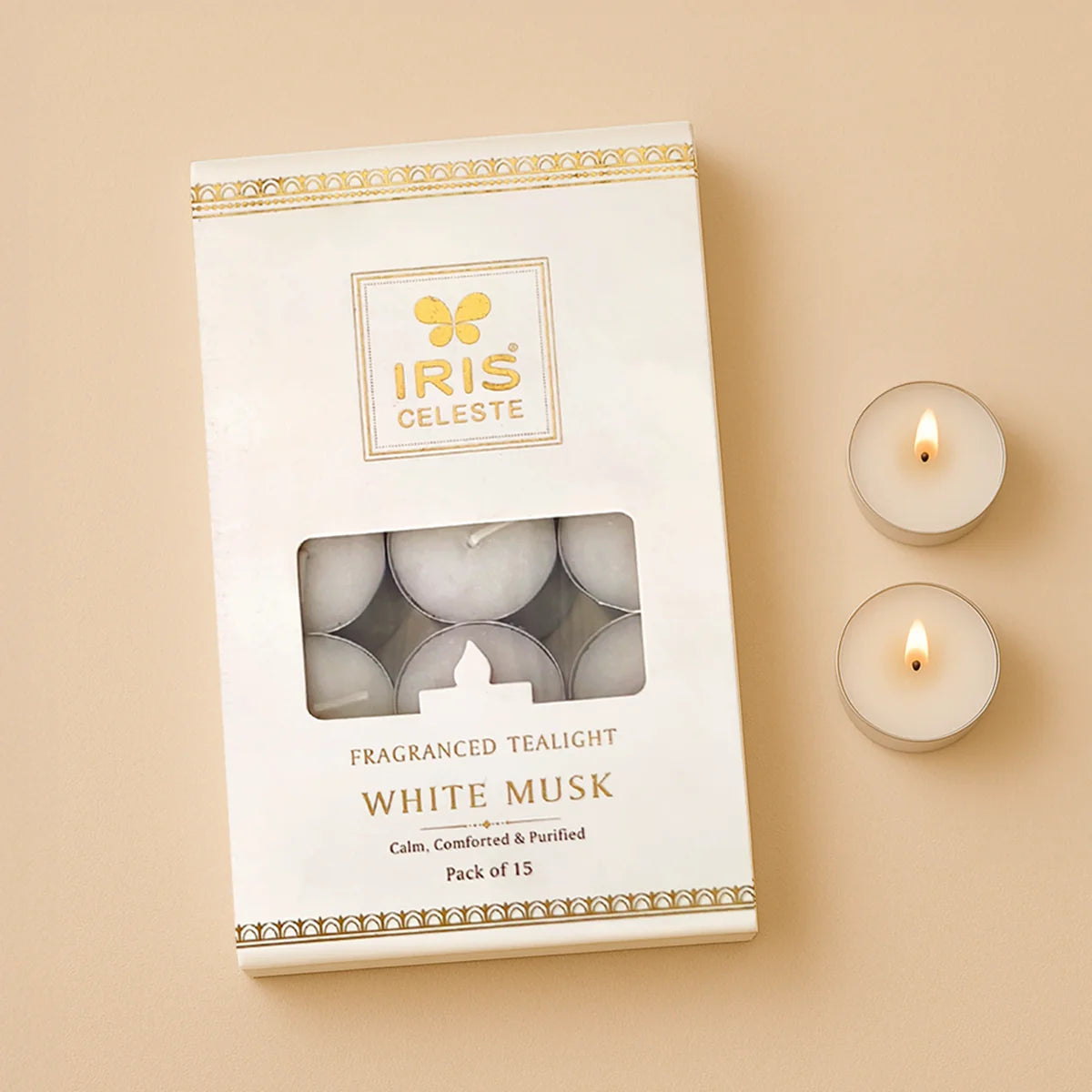 IRIS Celeste White Musk Scented Tealight Candles 12GM