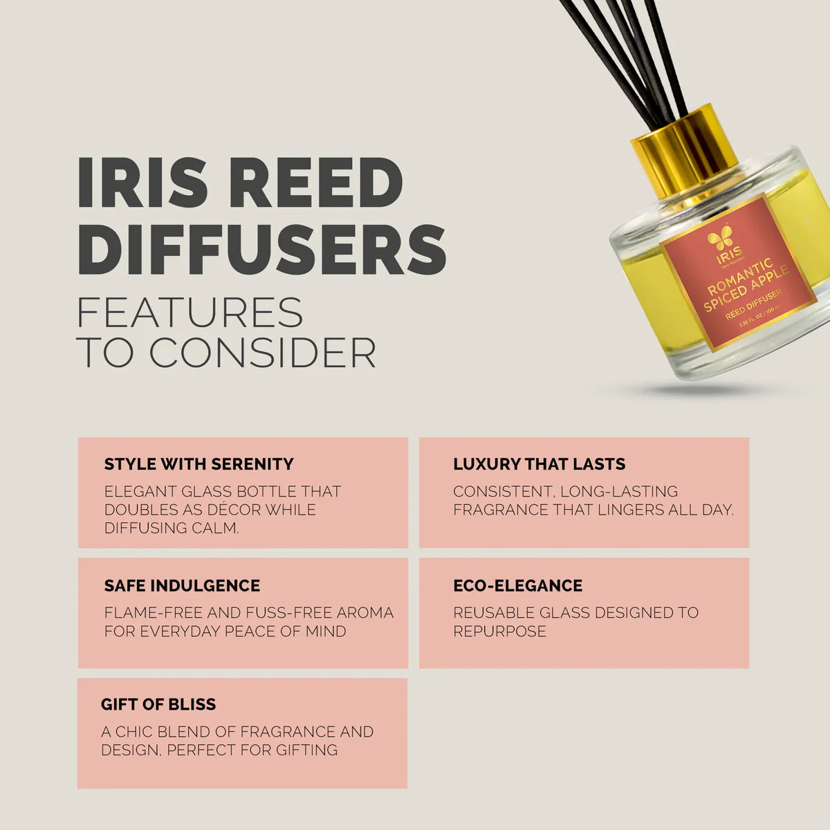IRIS Spiced Apple Aroma Reed Diffuser Set 100ml