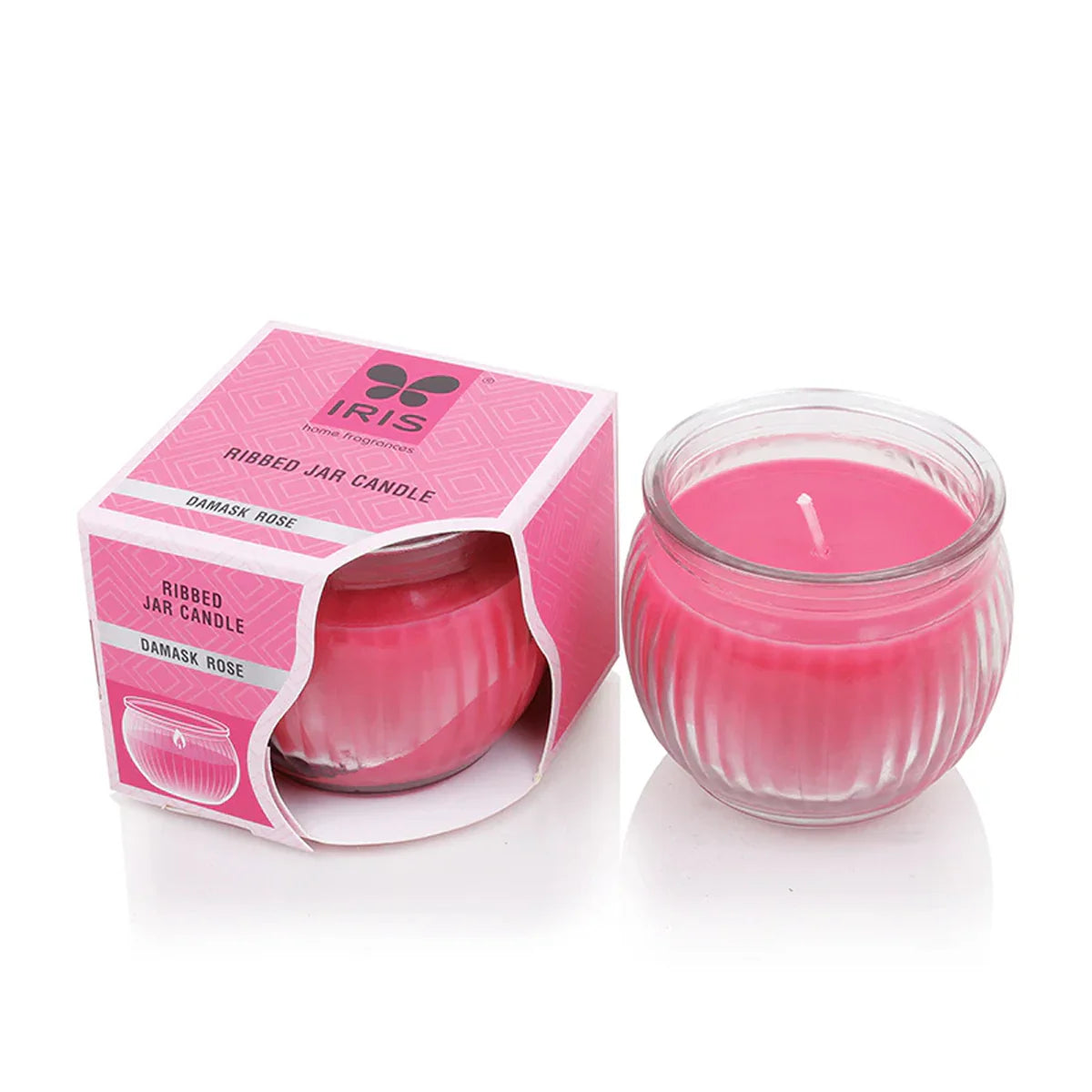IRIS Ribbed Jar candle - Damask Rose 110GM