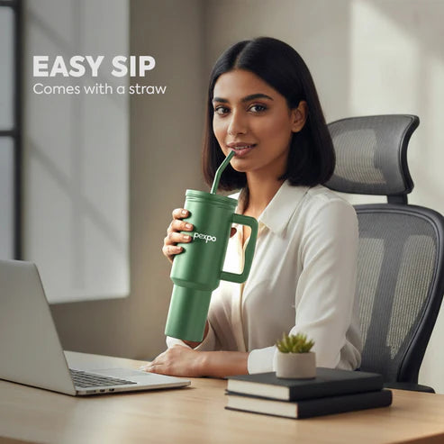 Pexpo Sipzy - Stainless Steel Tumbler with Handle Atom Green 1050 ml