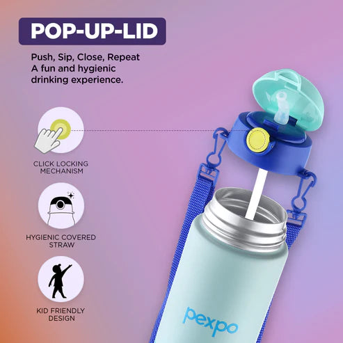 Pexpo Pixy Art Stainless Steel Bottle | Tri-Ply Vacuum Insulated Hot & Cold Flask | For Kids