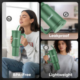 Pexpo Sipzy - Stainless Steel Tumbler with Handle Atom Green 1050 ml