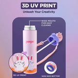 Pexpo Pixy Art Stainless Steel Bottle | Tri-Ply Vacuum Insulated Hot & Cold Flask | For Kids