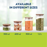 Borosil Classic Glass Jar Set with Wooden Lid