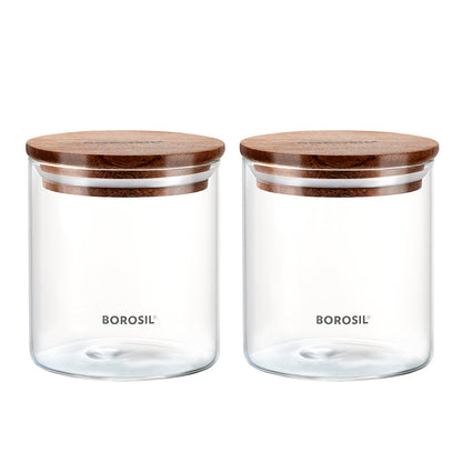Borosil Classic Glass Jar Set with Wooden Lid