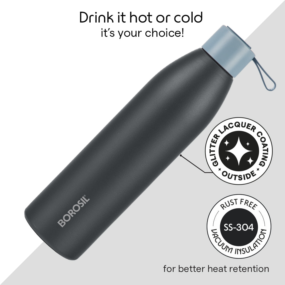 Borosil Personalised Duomate Stainless Steel Double Wall Bottle, Blue
