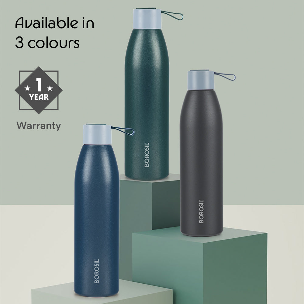 Borosil Personalised Duomate Stainless Steel Double Wall Bottle, Blue
