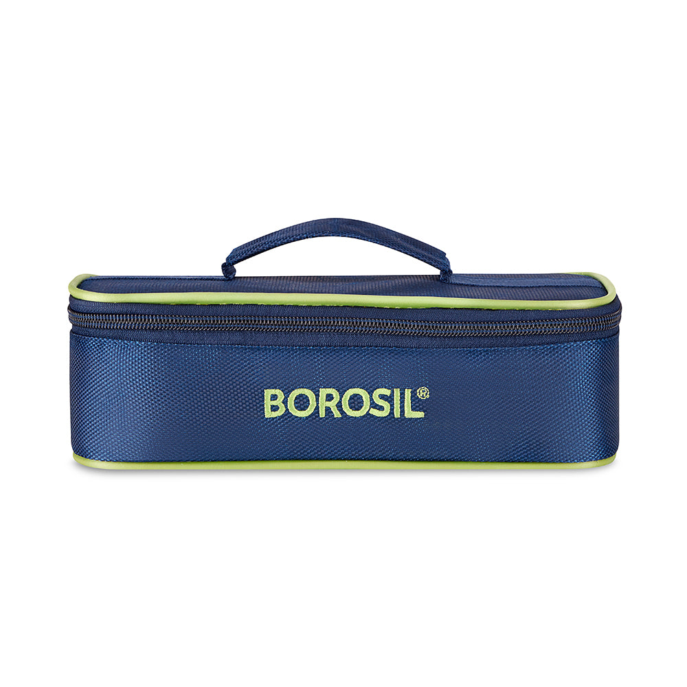 Borosil Blue Flat Lunch Bag, Square, For Set of 2, (320ml) (Only Bag)