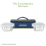 Borosil Blue Flat Lunch Bag, Square, For Set of 2, (320ml) (Only Bag)