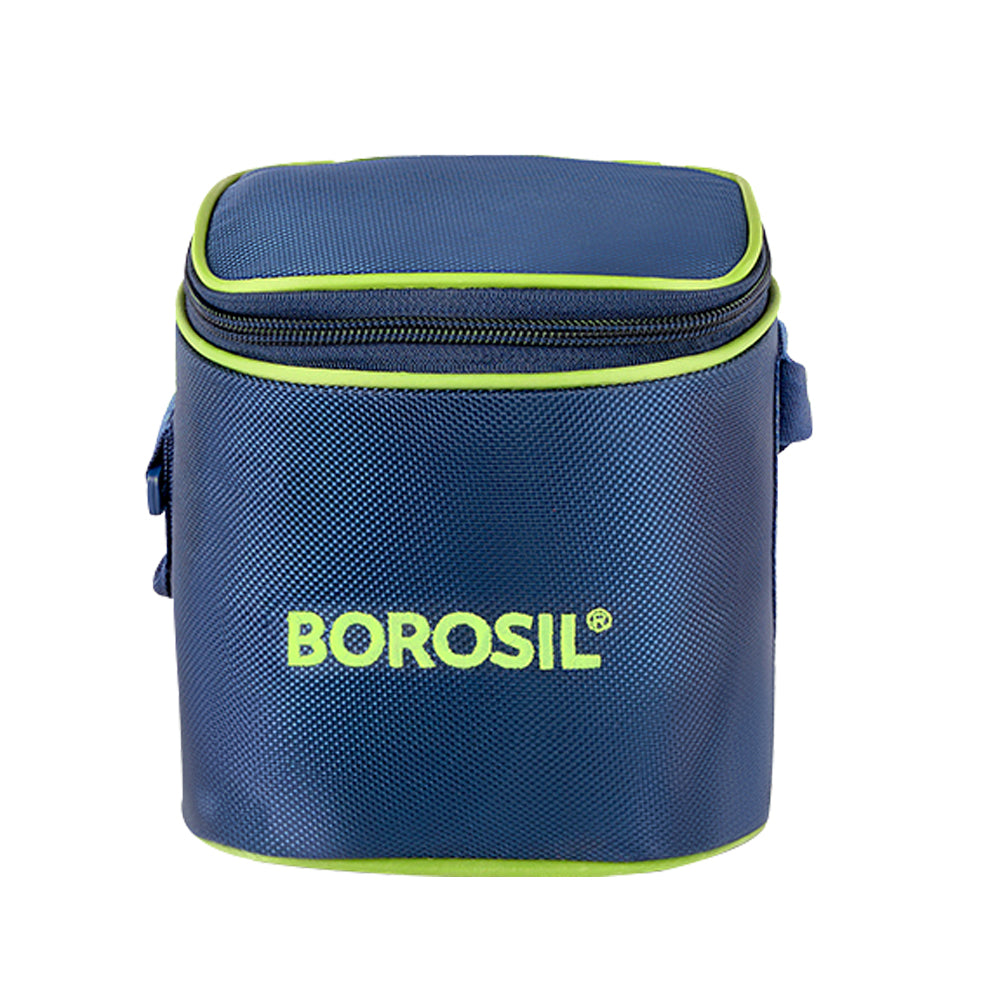 Borosil Blue Tall Lunch Bag, Square, For Set of 2, (320ml) (Only Bag)