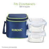 Borosil Blue Tall Lunch Bag, Square, For Set of 2, (320ml) (Only Bag)